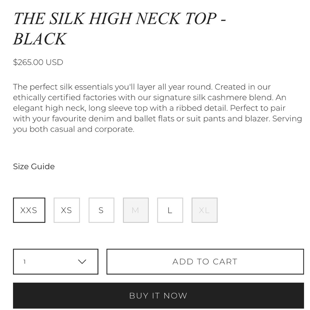 NWT The Curated - Silk High Neck Top - XXS - Picture 5 of 6